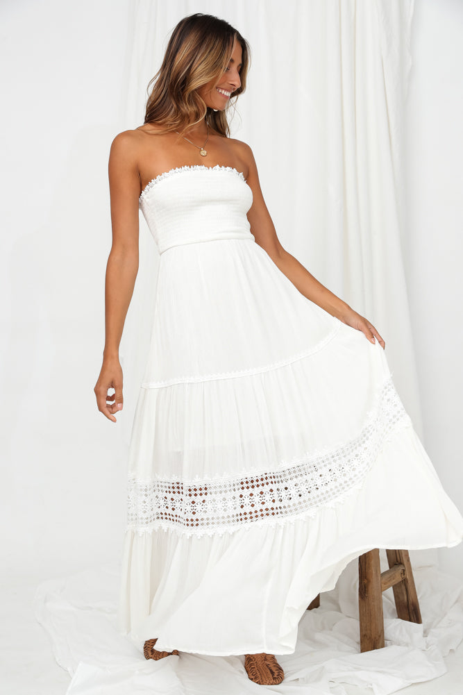 Damen Maxikleid mit Häkelbesatz für Hochzeitsgast Jully