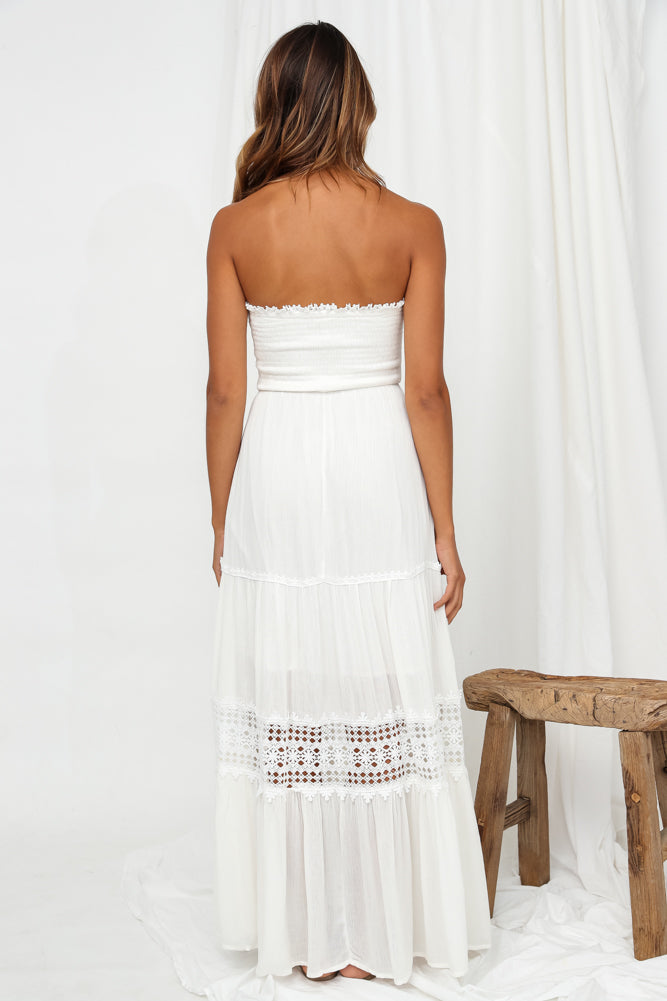 Damen Maxikleid mit Häkelbesatz für Hochzeitsgast Jully