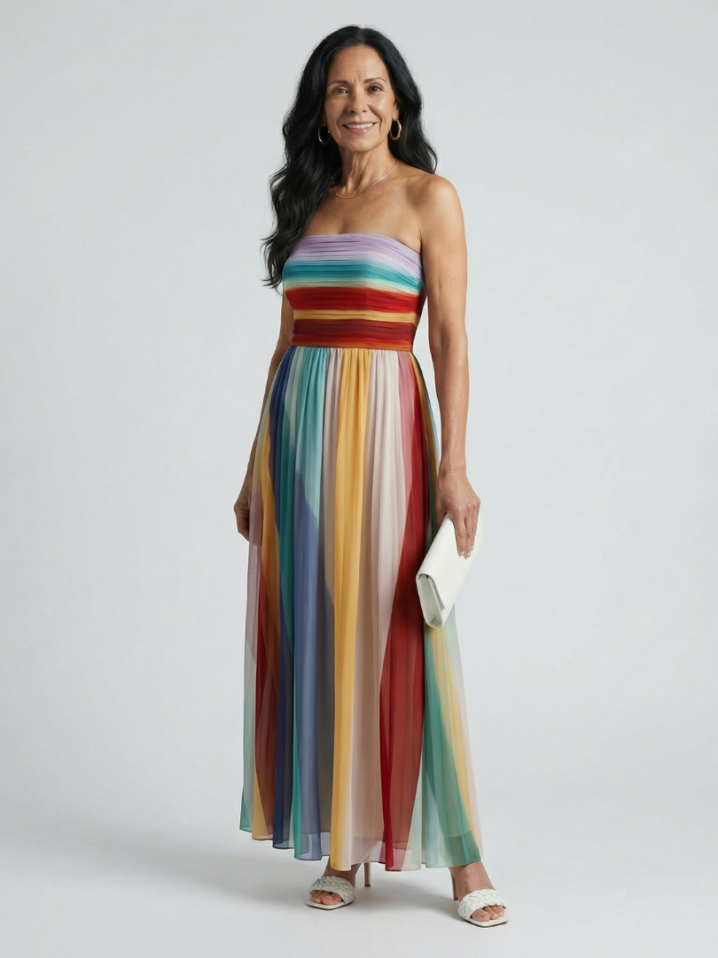 Damen Maxikleid mit Hellgestreiftem Design Jully