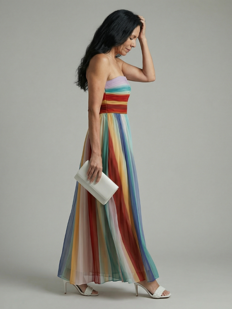 Damen Maxikleid mit Hellgestreiftem Design Jully