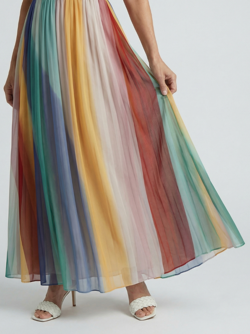 Damen Maxikleid mit Hellgestreiftem Design Jully