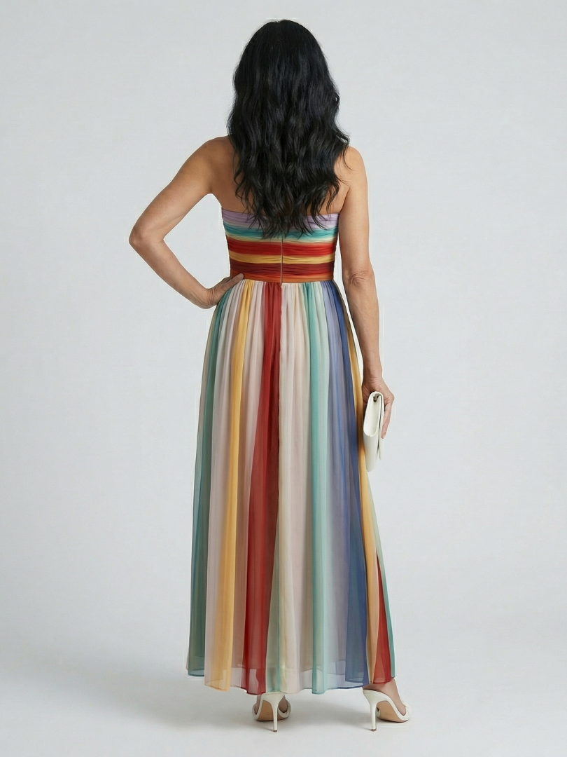 Damen Maxikleid mit Hellgestreiftem Design Jully