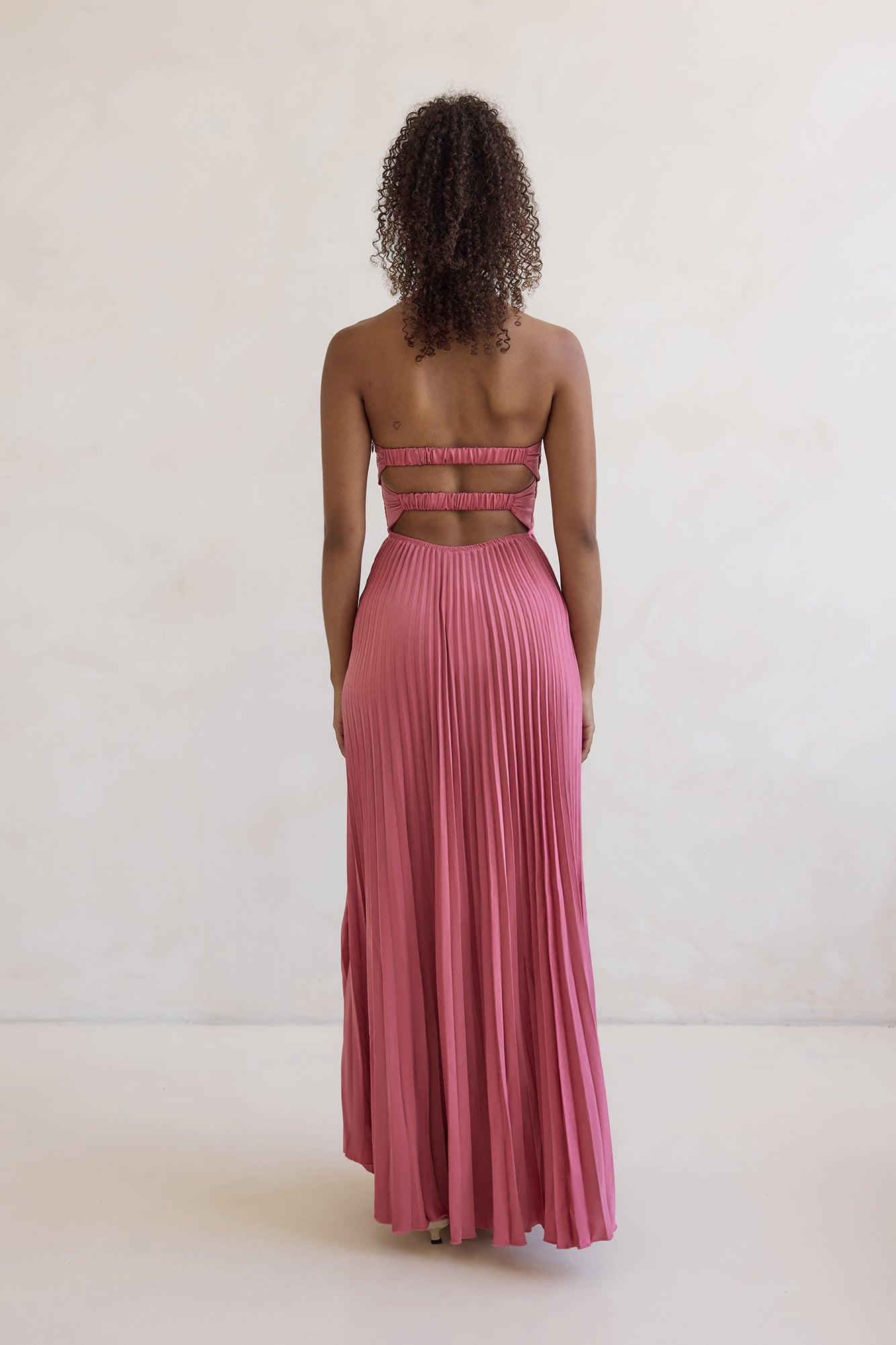 Damen Maxikleid mit Herz-Ausschnitt aus Plissee Jully