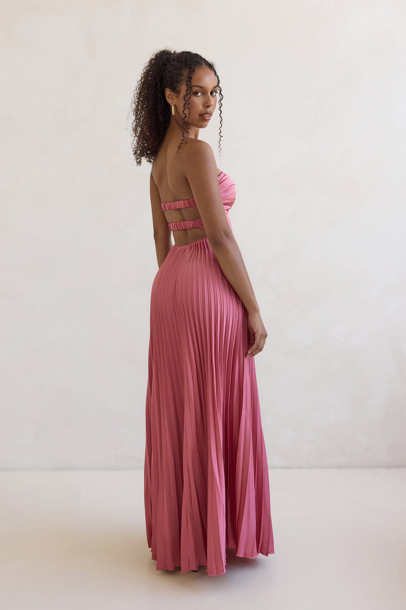 Damen Maxikleid mit Herz-Ausschnitt aus Plissee Jully