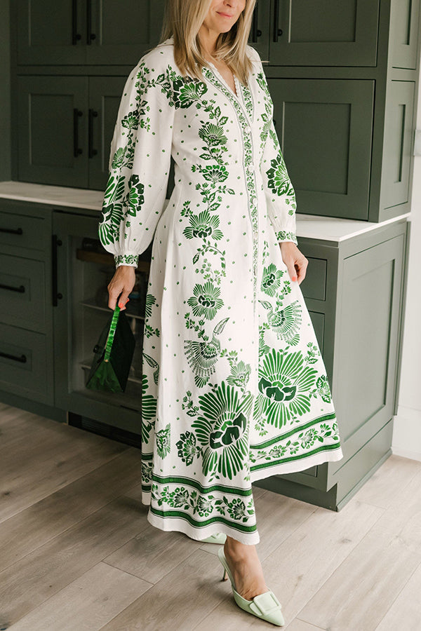 Damen Maxikleid mit Knopfleiste und langen Ärmeln Jully