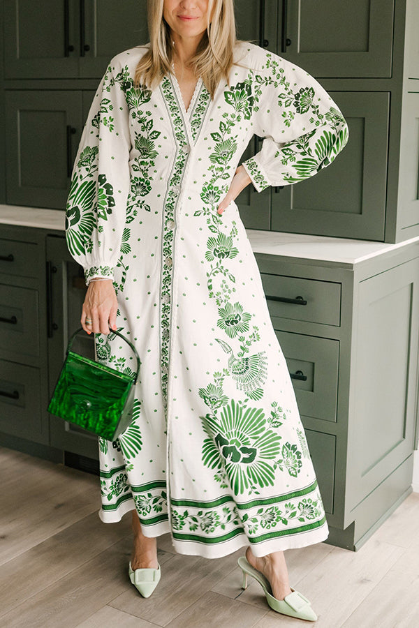 Damen Maxikleid mit Knopfleiste und langen Ärmeln Jully