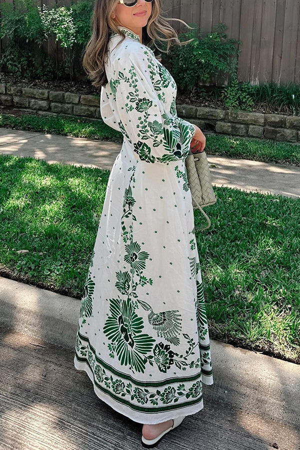 Damen Maxikleid mit Knopfleiste und langen Ärmeln Jully