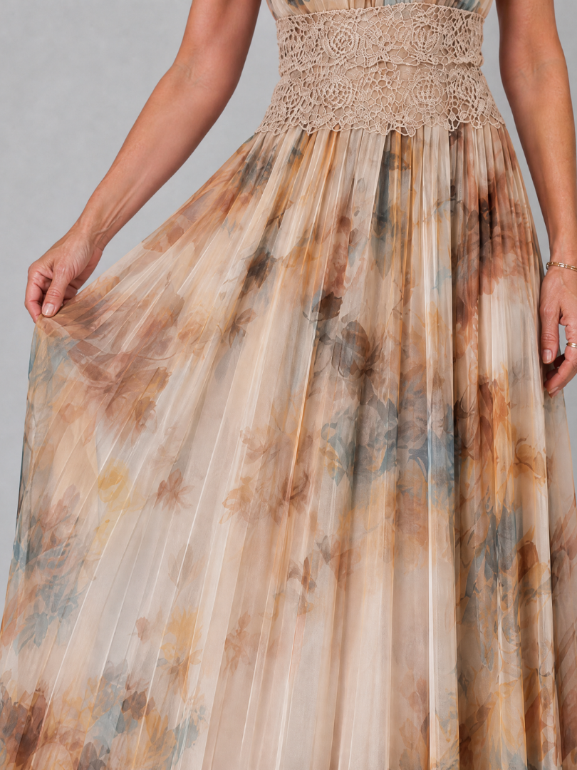 Damen Maxikleid mit Neckholder und Aquarelldruck Jully