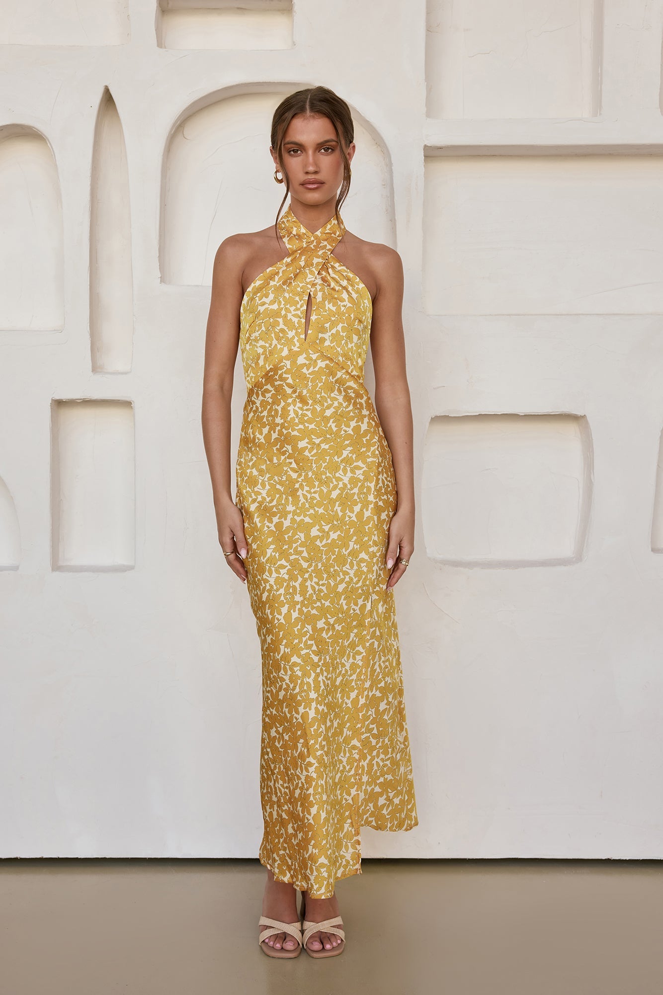 Damen Maxikleid mit Neckholder und Blumendruck Jully