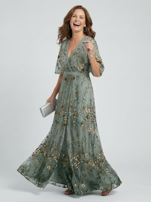 Damen Maxikleid mit Neckholder und Blumenmuster Jully