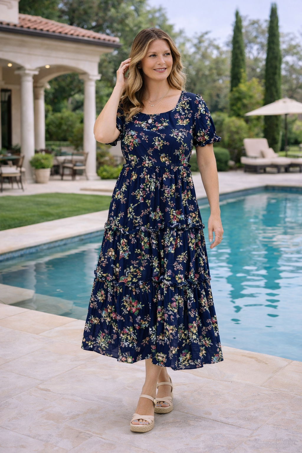 Damen Maxikleid mit Neckholder und Boho-Print Jully