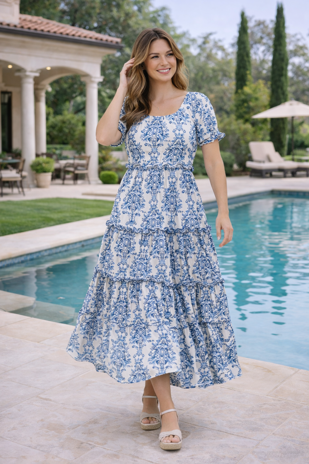 Damen Maxikleid mit Neckholder und Boho-Print Jully