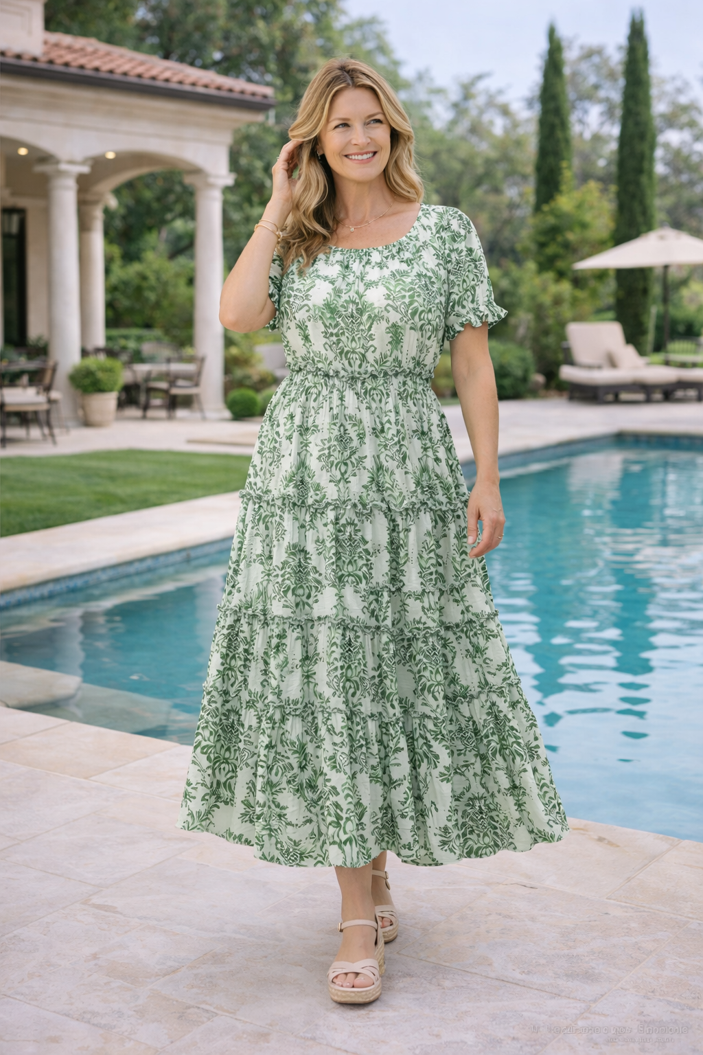 Damen Maxikleid mit Neckholder und Boho-Print Jully