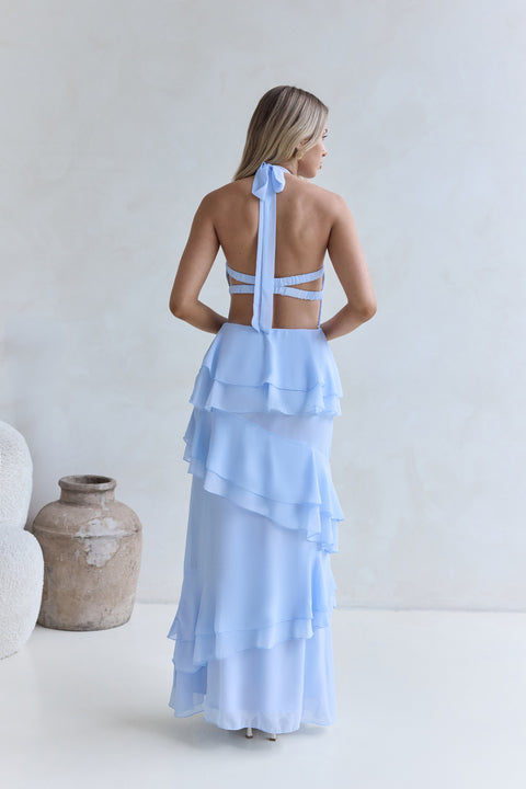 Damen Maxikleid mit Neckholder und tiefem Ausschnitt Jully