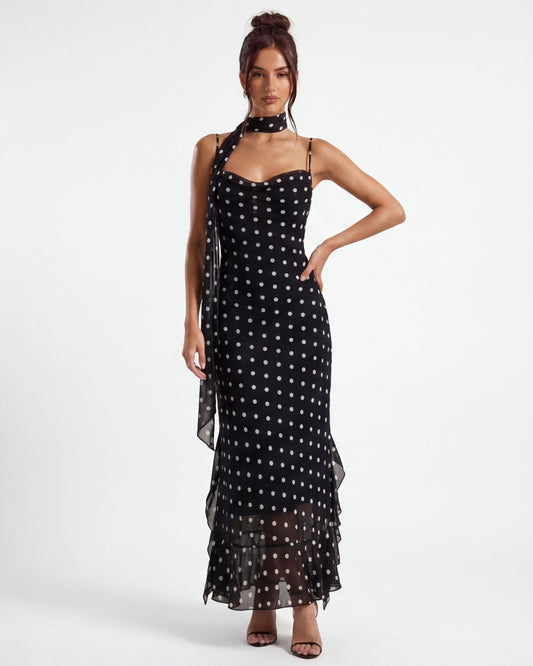Damen Maxikleid mit Polka-Dot-Print Jully