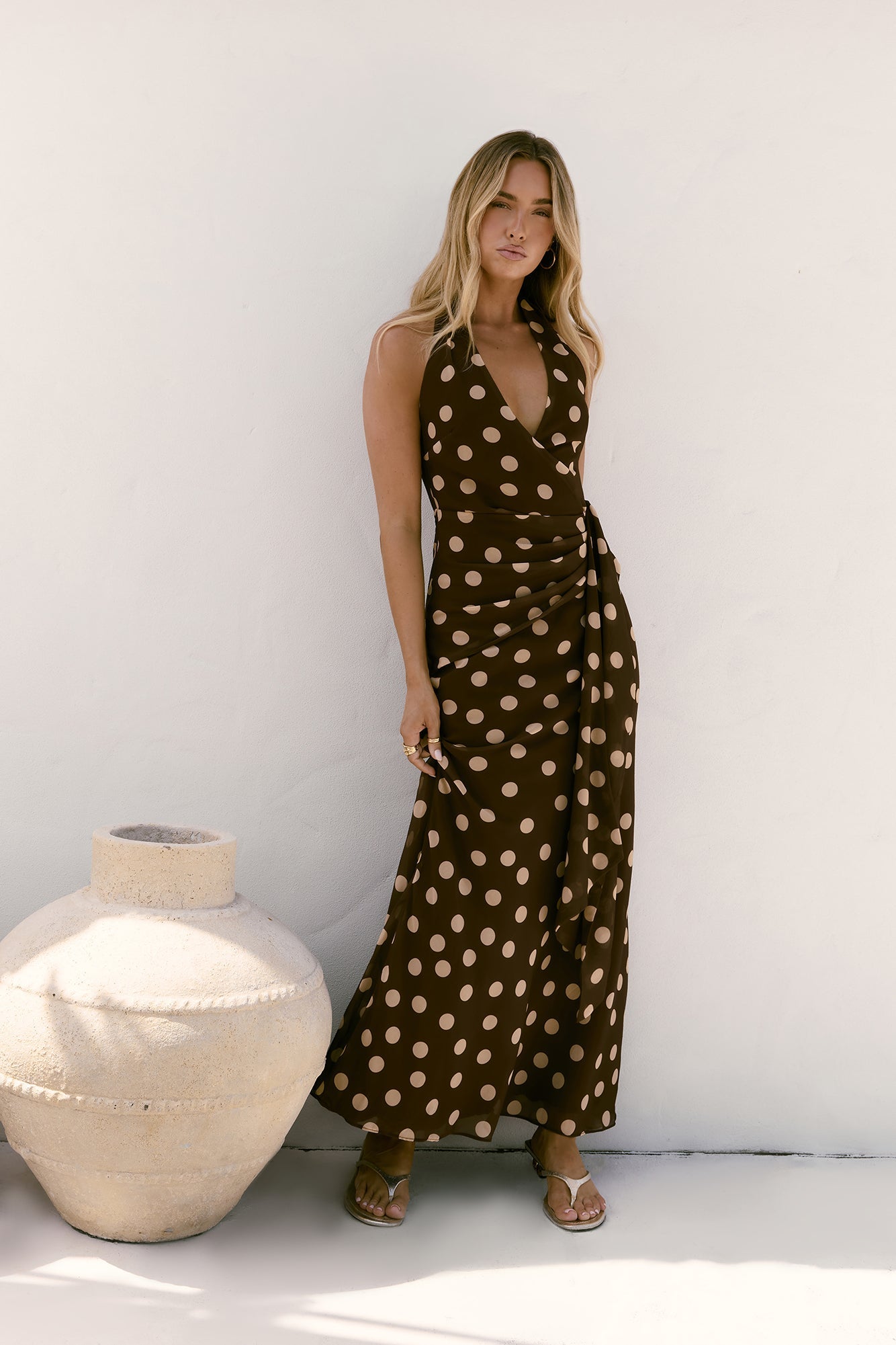 Damen Maxikleid mit Polka-Dot-Print Jully