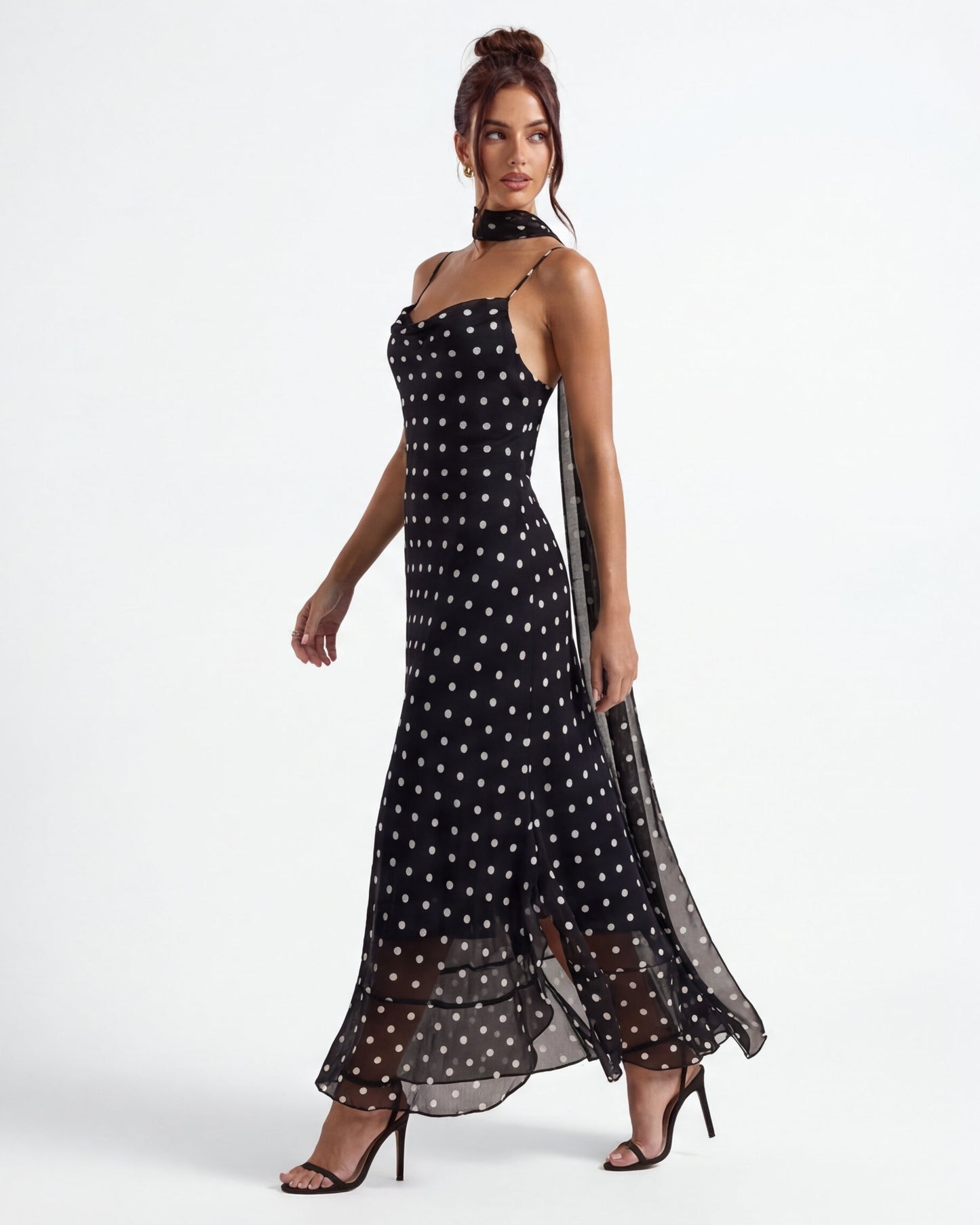 Damen Maxikleid mit Polka-Dot-Print Jully