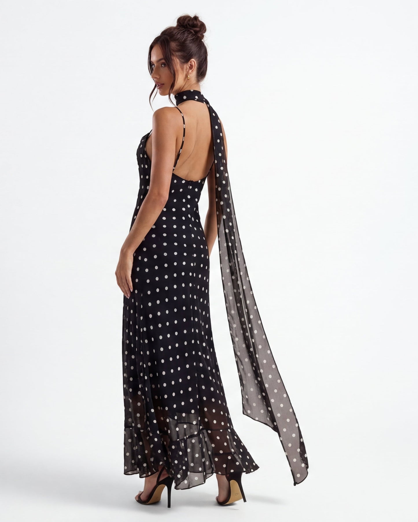 Damen Maxikleid mit Polka-Dot-Print Jully