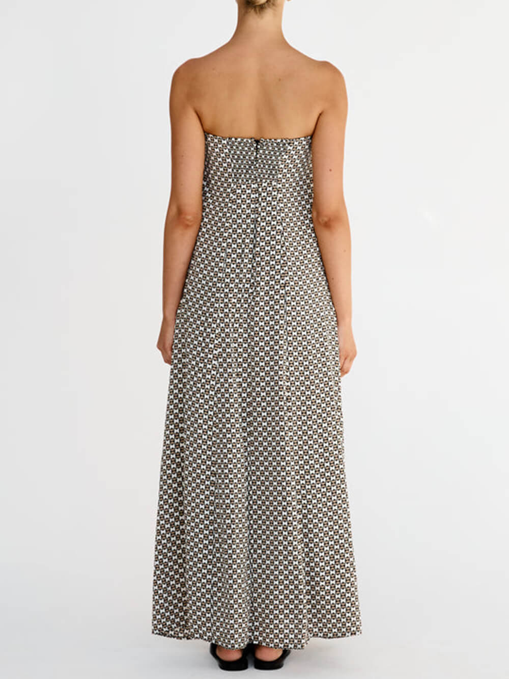 Damen Maxikleid mit Rautenmuster aus leichtem Stoff Jully
