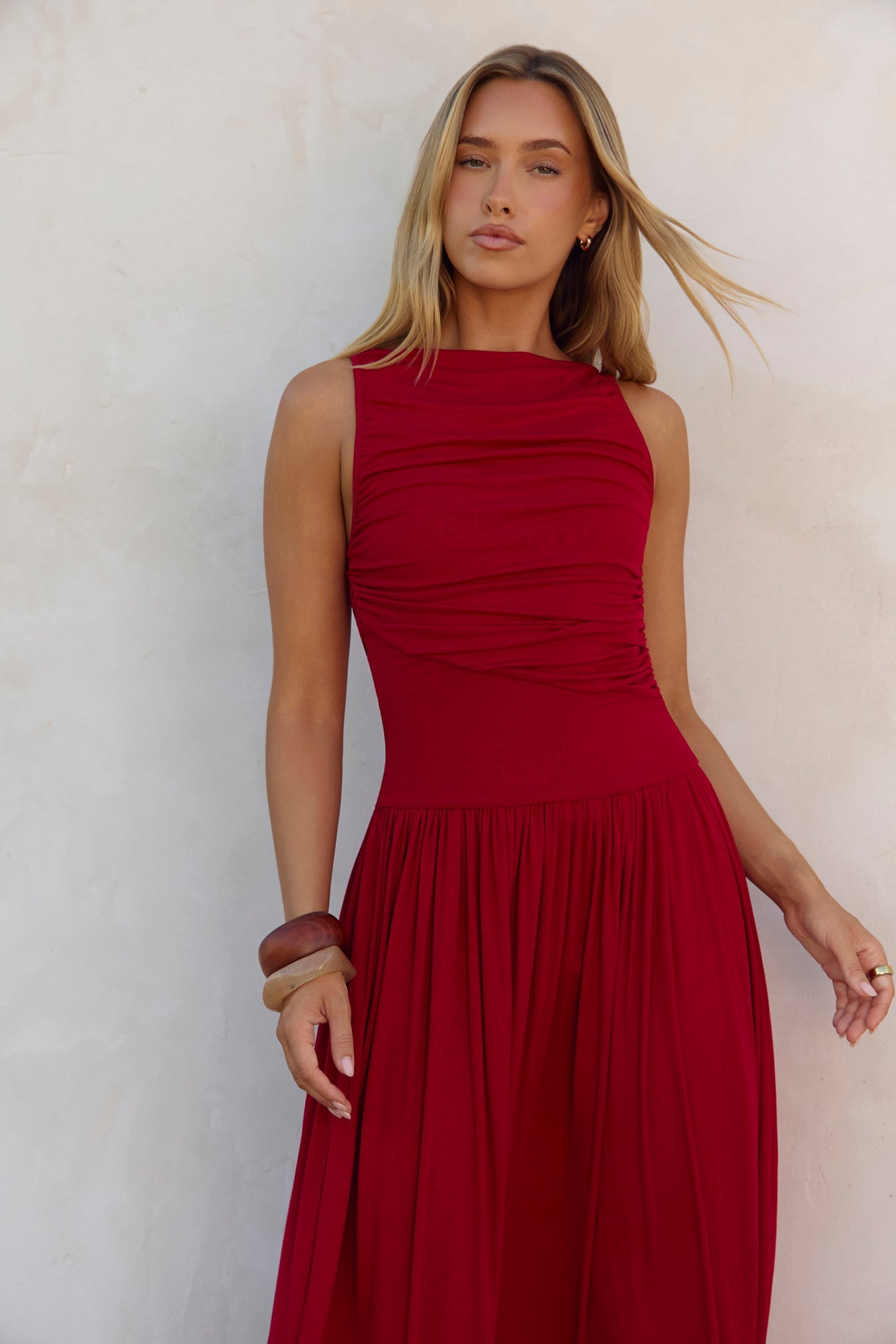 Damen Maxikleid mit Rüschendetails in Navy Jully