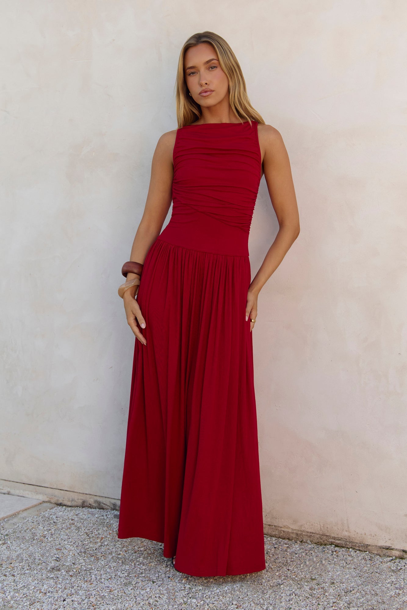 Damen Maxikleid mit Rüschendetails in Navy Jully