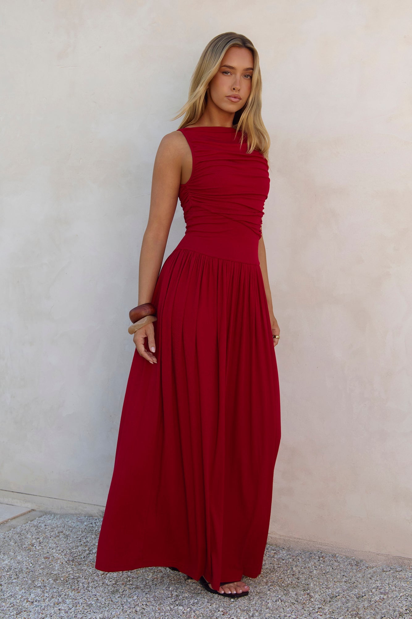 Damen Maxikleid mit Rüschendetails in Navy Jully