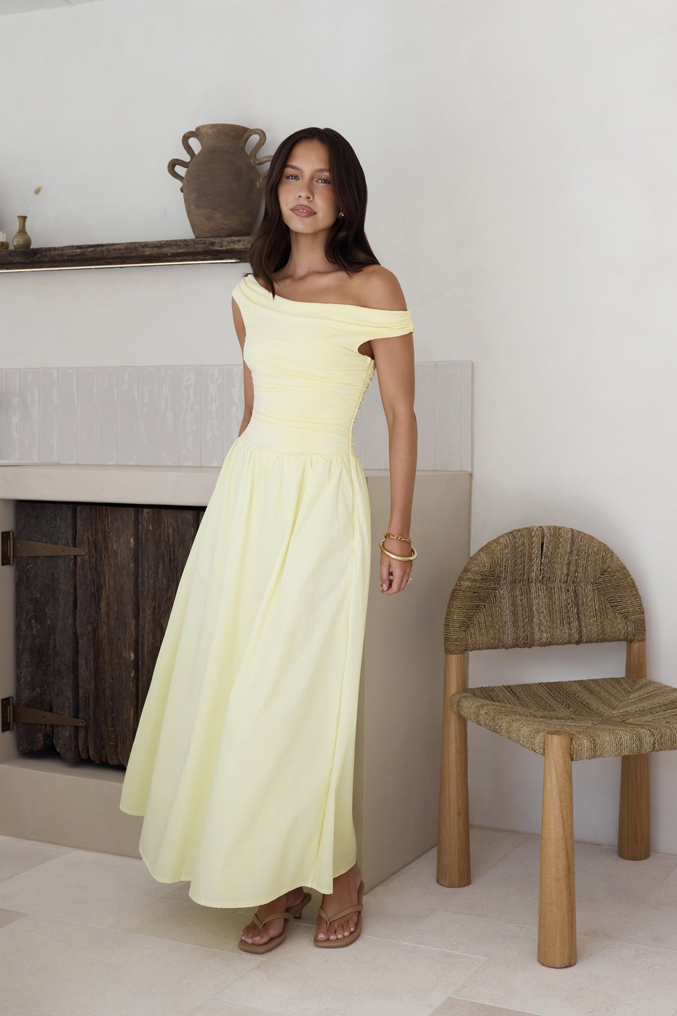 Damen Maxikleid mit Schulterfreiem Design Jully
