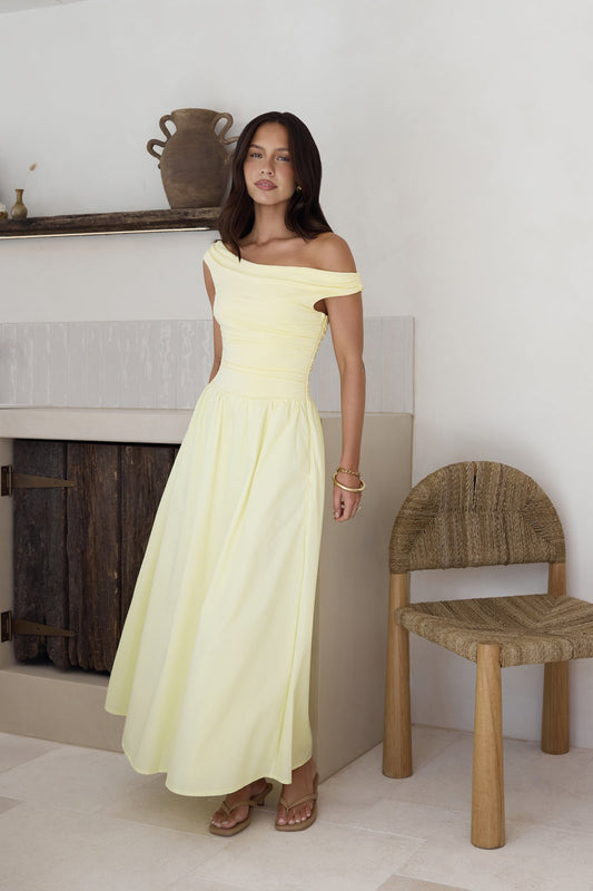 Damen Maxikleid mit Schulterfreiem Design Jully