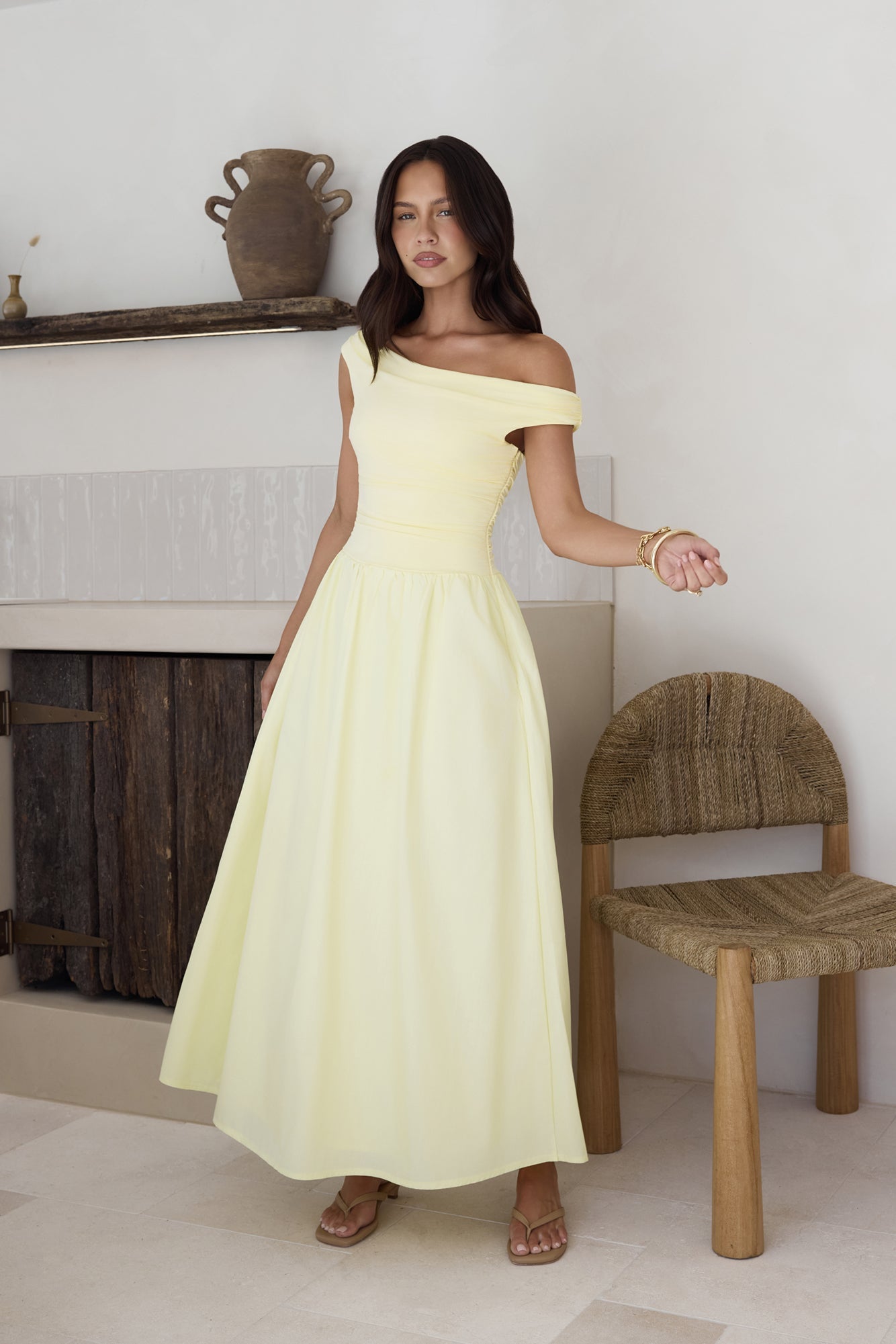 Damen Maxikleid mit Schulterfreiem Design Jully