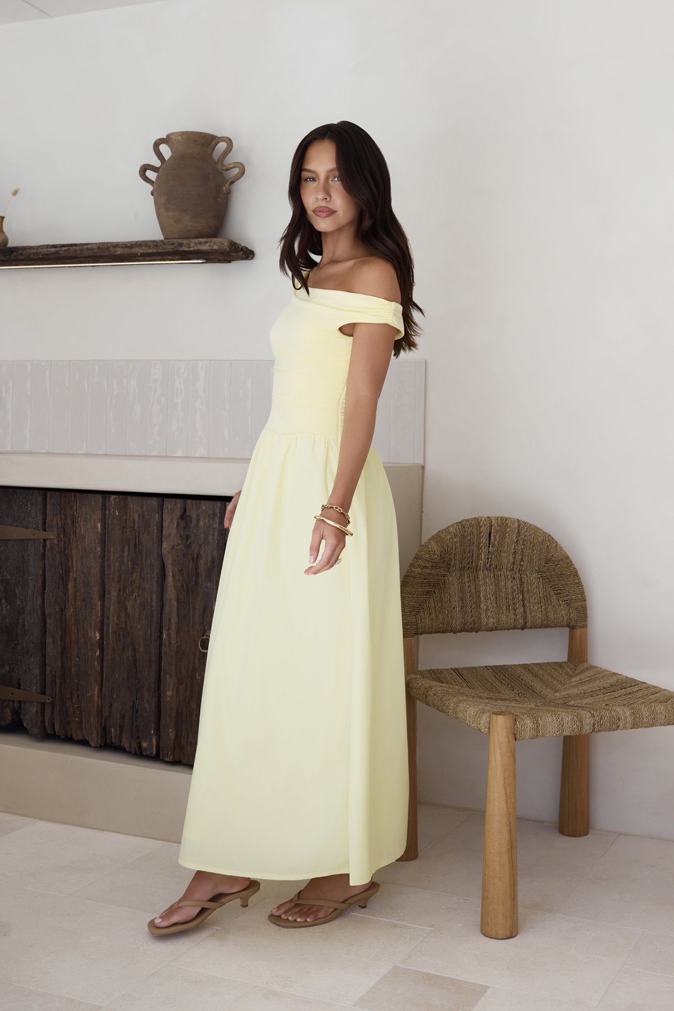 Damen Maxikleid mit Schulterfreiem Design Jully