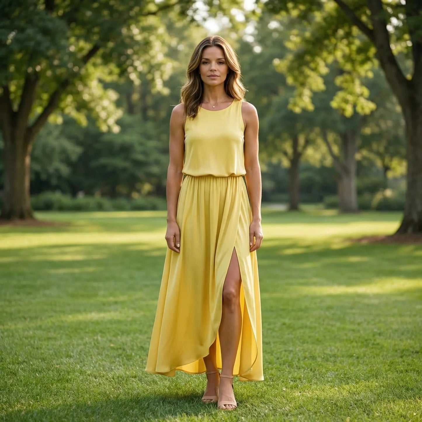 Damen Maxikleid mit Seitenschlitz aus leichtem Material Jully
