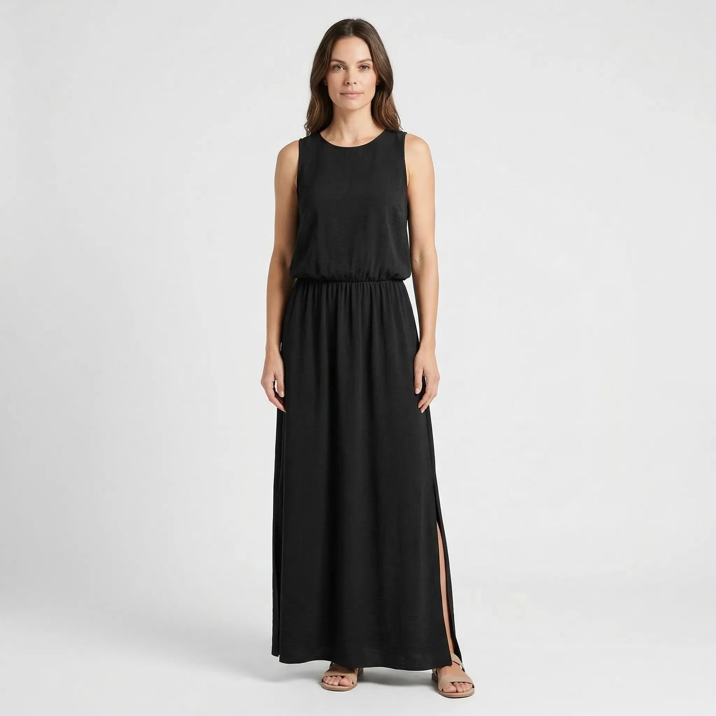 Damen Maxikleid mit Seitenschlitz aus leichtem Material Jully