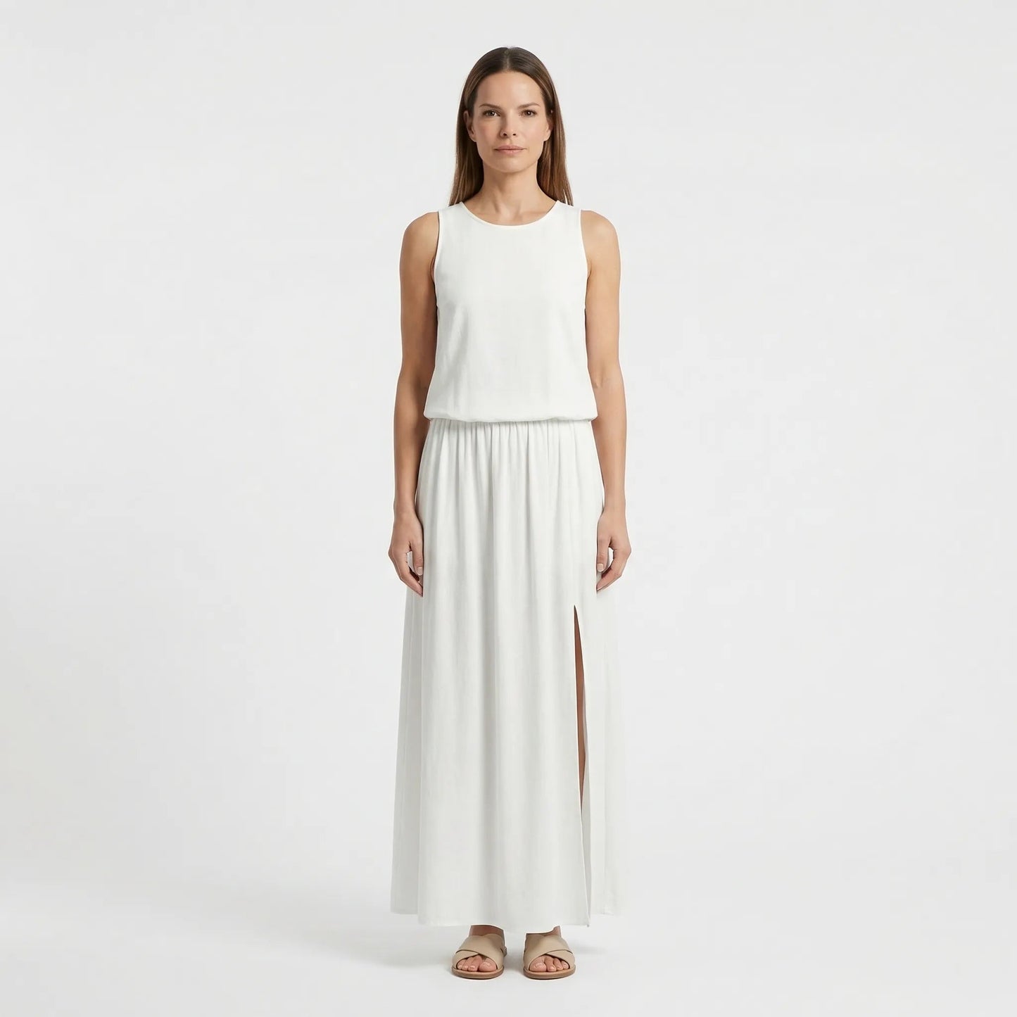 Damen Maxikleid mit Seitenschlitz aus leichtem Material Jully
