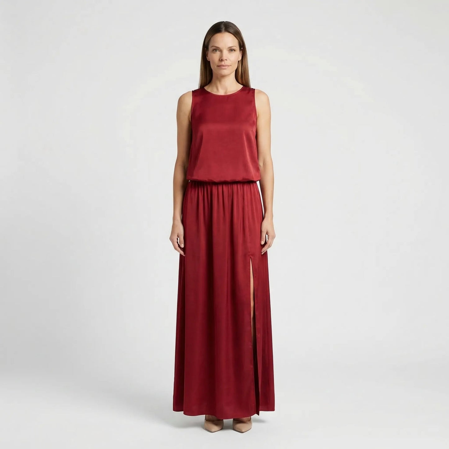 Damen Maxikleid mit Seitenschlitz aus leichtem Material Jully