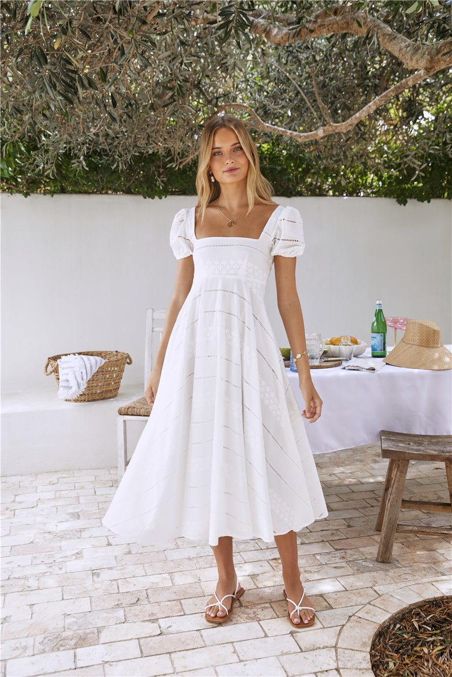 Damen Maxikleid mit Spitzendetails und Puffärmeln Jully