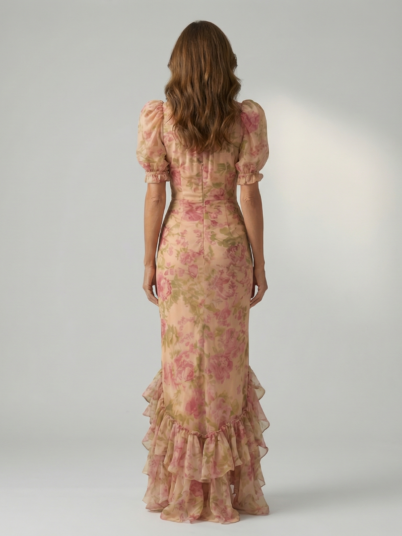 Damen Maxikleid mit Stehkragen aus weichem Stoff Jully