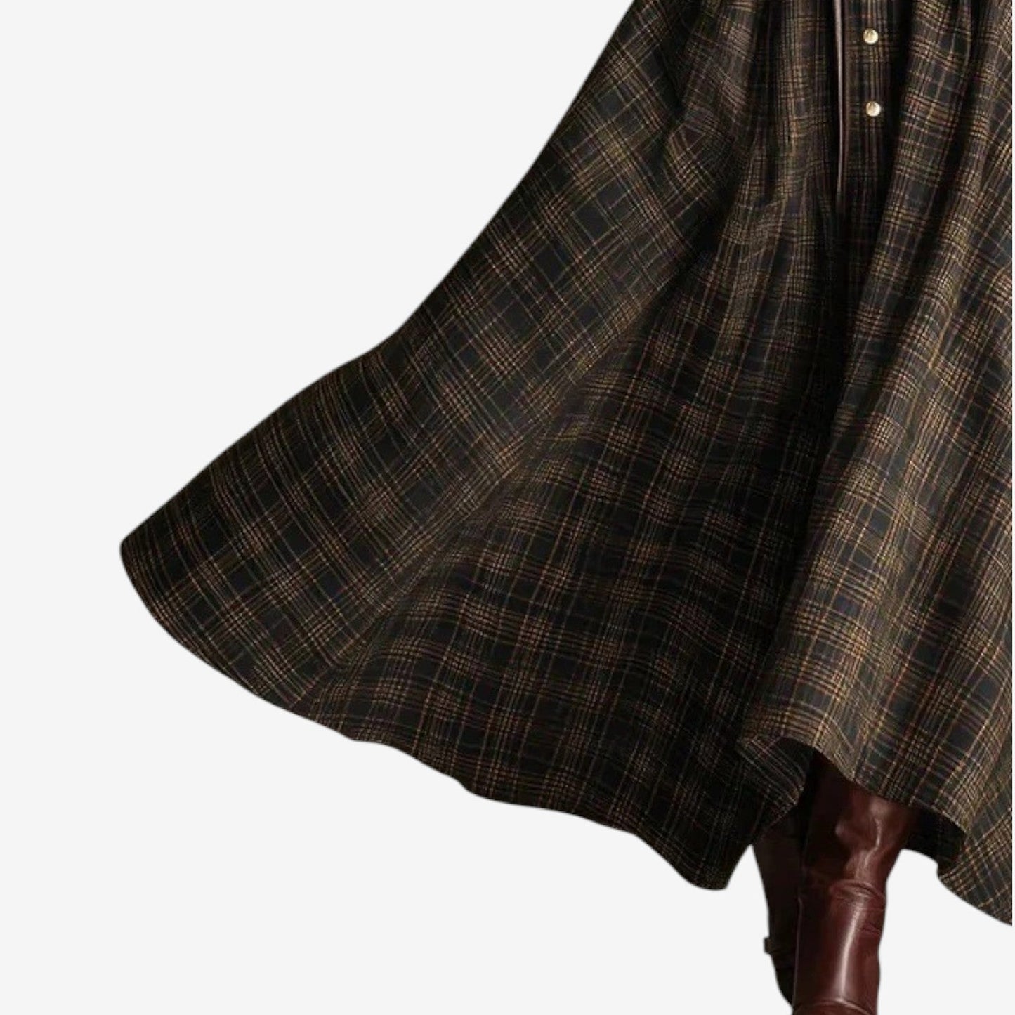 Damen Maxikleid mit Tartanmuster und verstellbarem Gürtel Jully
