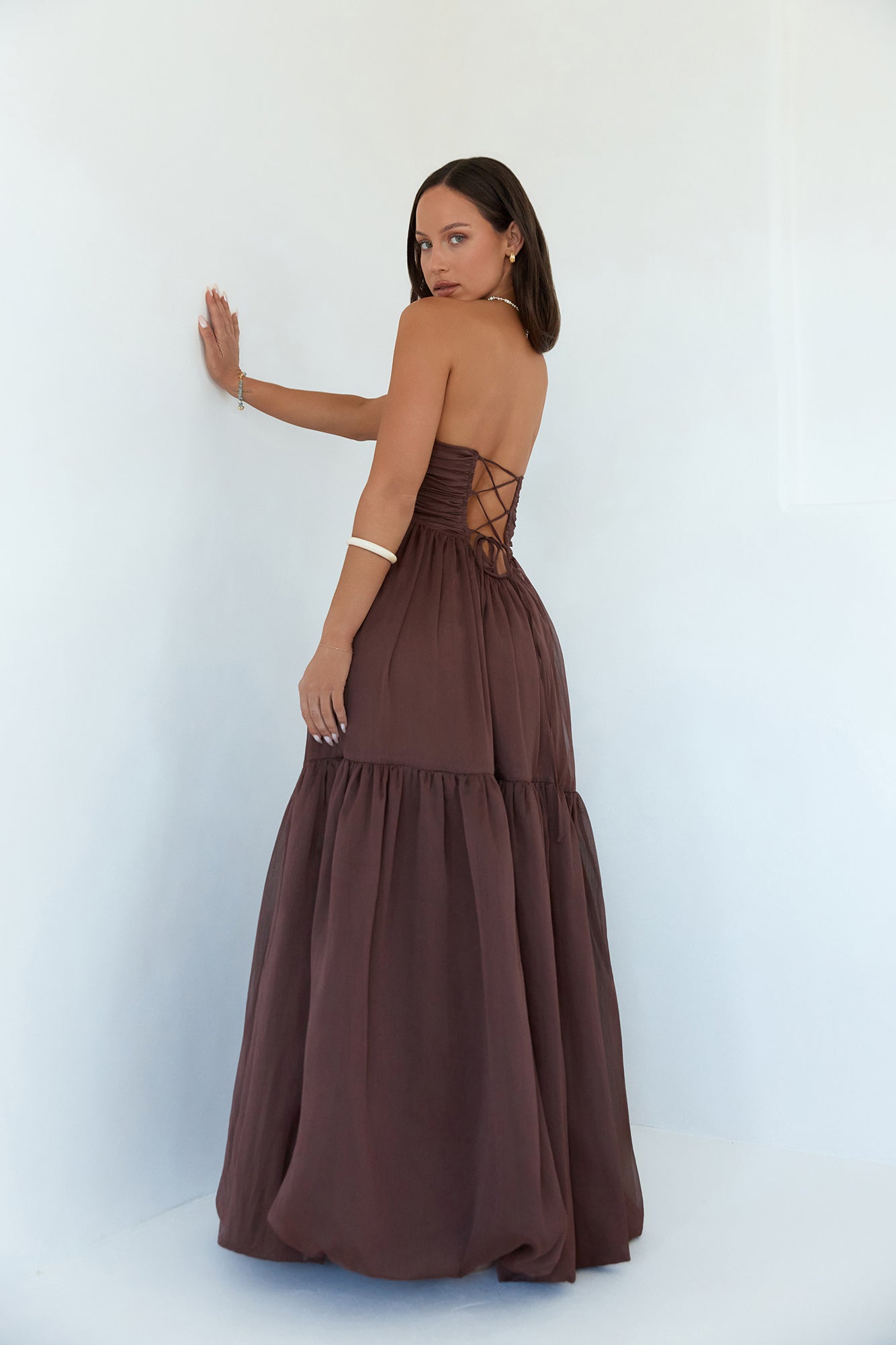Damen Maxikleid mit Trägerlosem Ausschnitt für Hochzeitsgast Jully