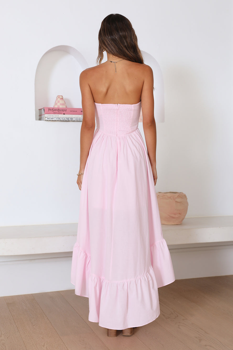 Damen Maxikleid mit Trägerloser Passform in Rosa Jully