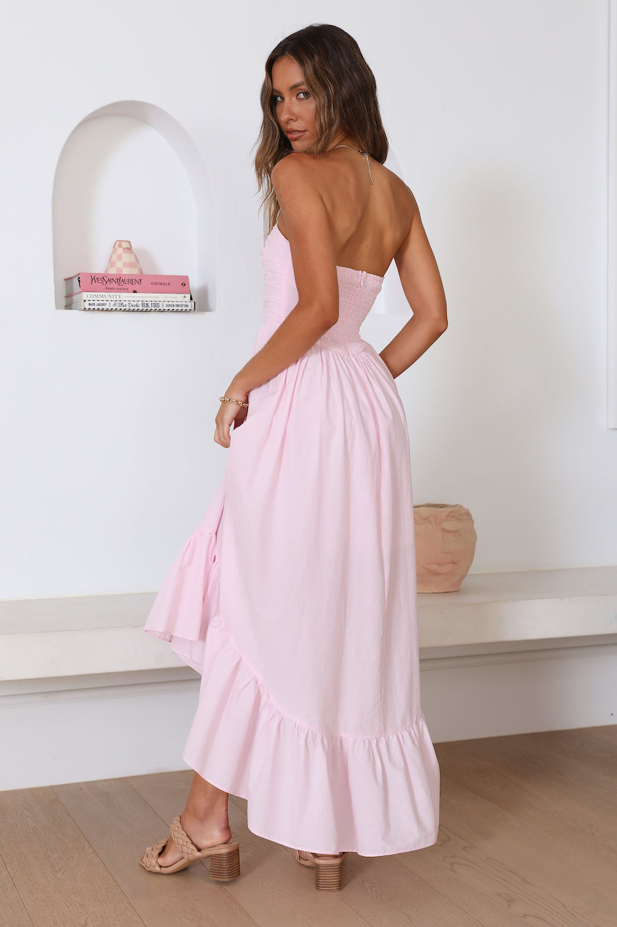Damen Maxikleid mit Trägerloser Passform in Rosa Jully