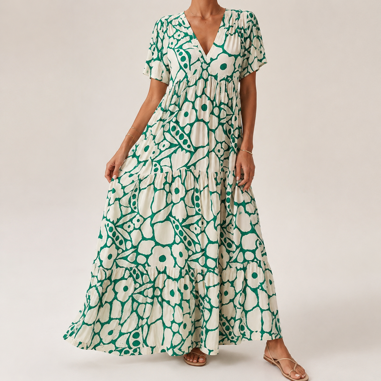 Damen Maxikleid mit V-Ausschnitt Jully