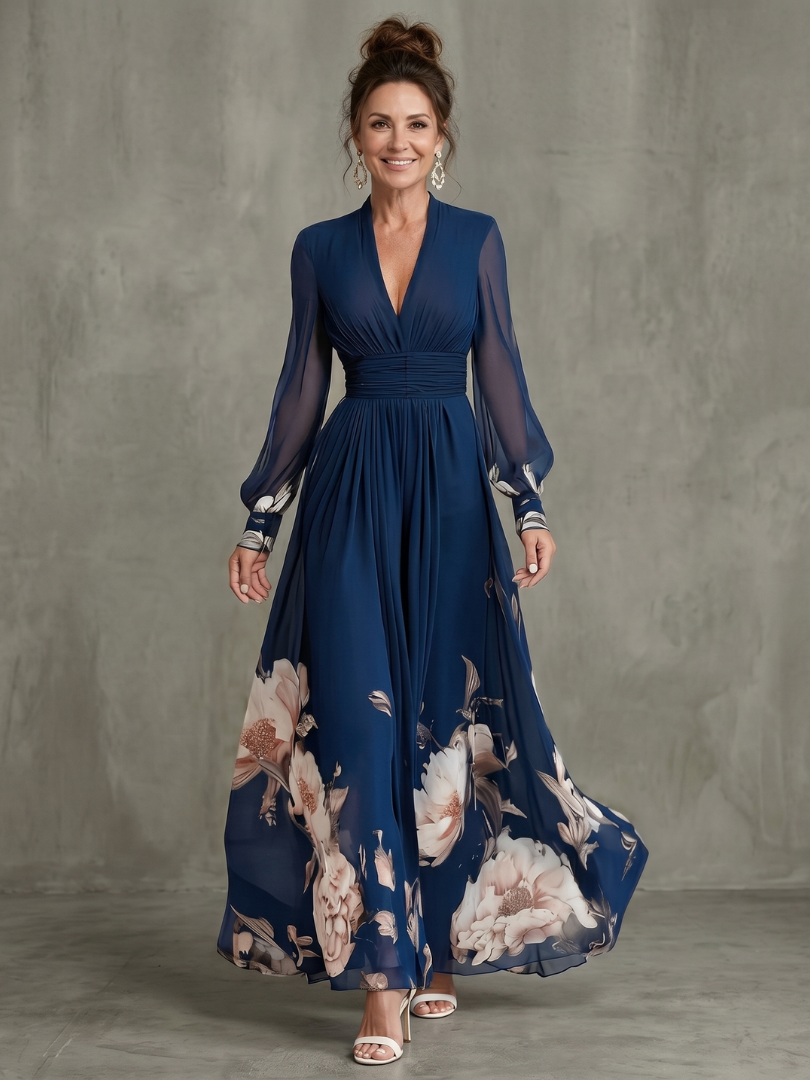 Damen Maxikleid mit V-Ausschnitt Jully