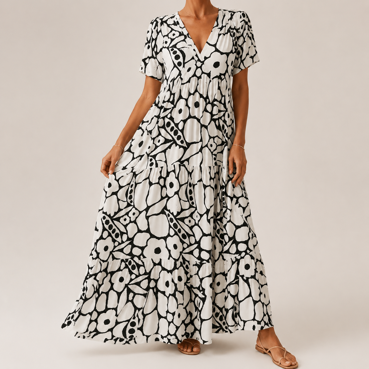 Damen Maxikleid mit V-Ausschnitt Jully
