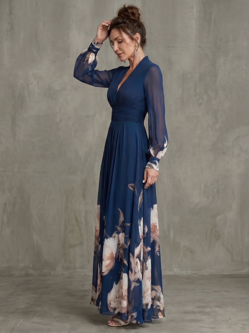 Damen Maxikleid mit V-Ausschnitt Jully