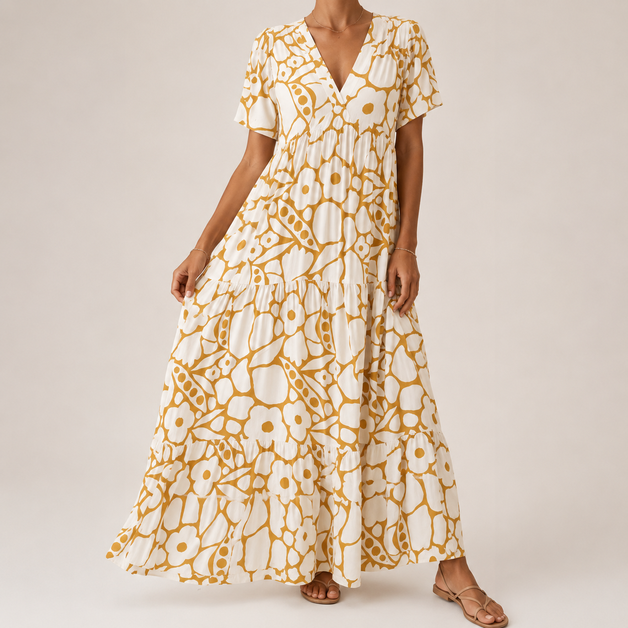 Damen Maxikleid mit V-Ausschnitt Jully