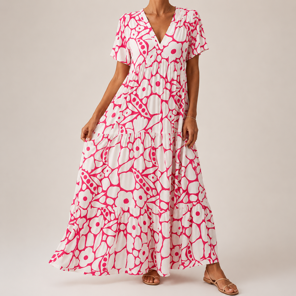 Damen Maxikleid mit V-Ausschnitt Jully