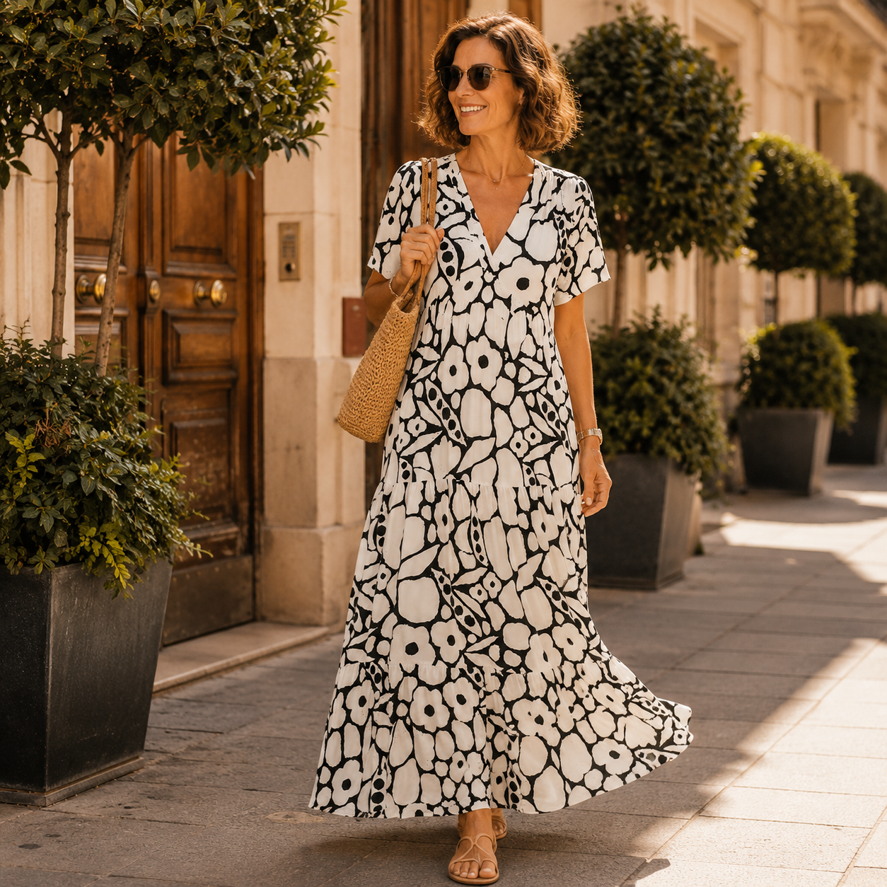 Damen Maxikleid mit V-Ausschnitt Jully