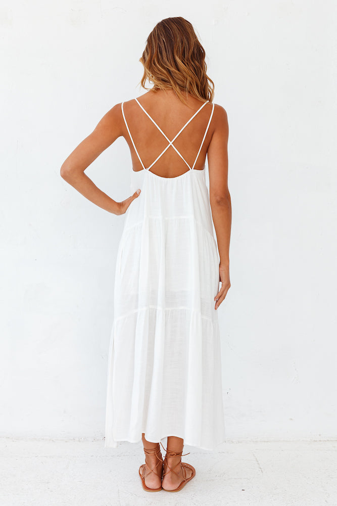 Damen Maxikleid mit V-Ausschnitt aus Leinen Jully