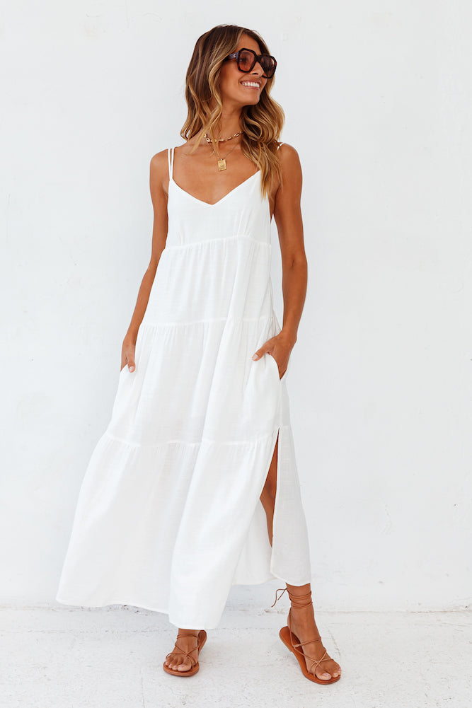 Damen Maxikleid mit V-Ausschnitt aus Leinen Jully