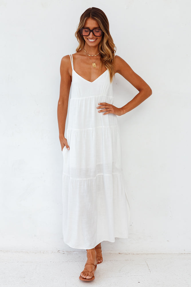 Damen Maxikleid mit V-Ausschnitt aus Leinen Jully